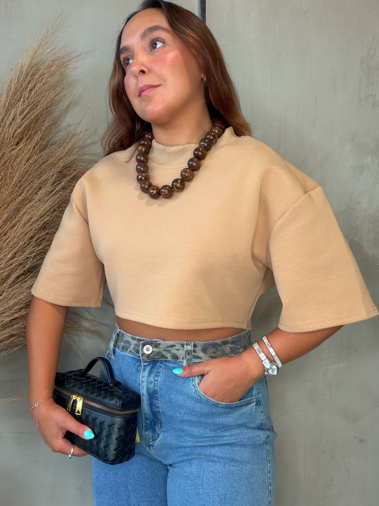Lore Beige Crop Tee