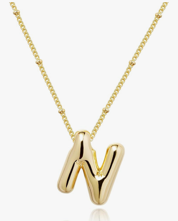 Gold 3D Balloon Initial Necklace