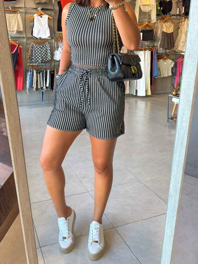 Janet Black Striped Set