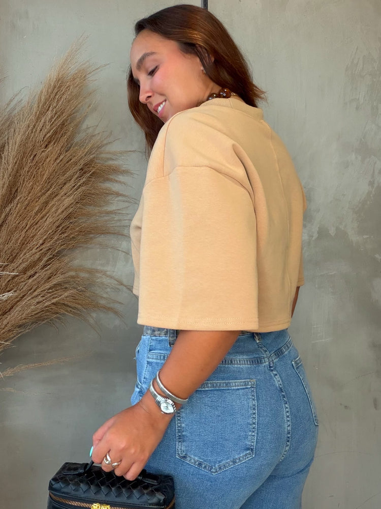Lore Beige Crop Tee