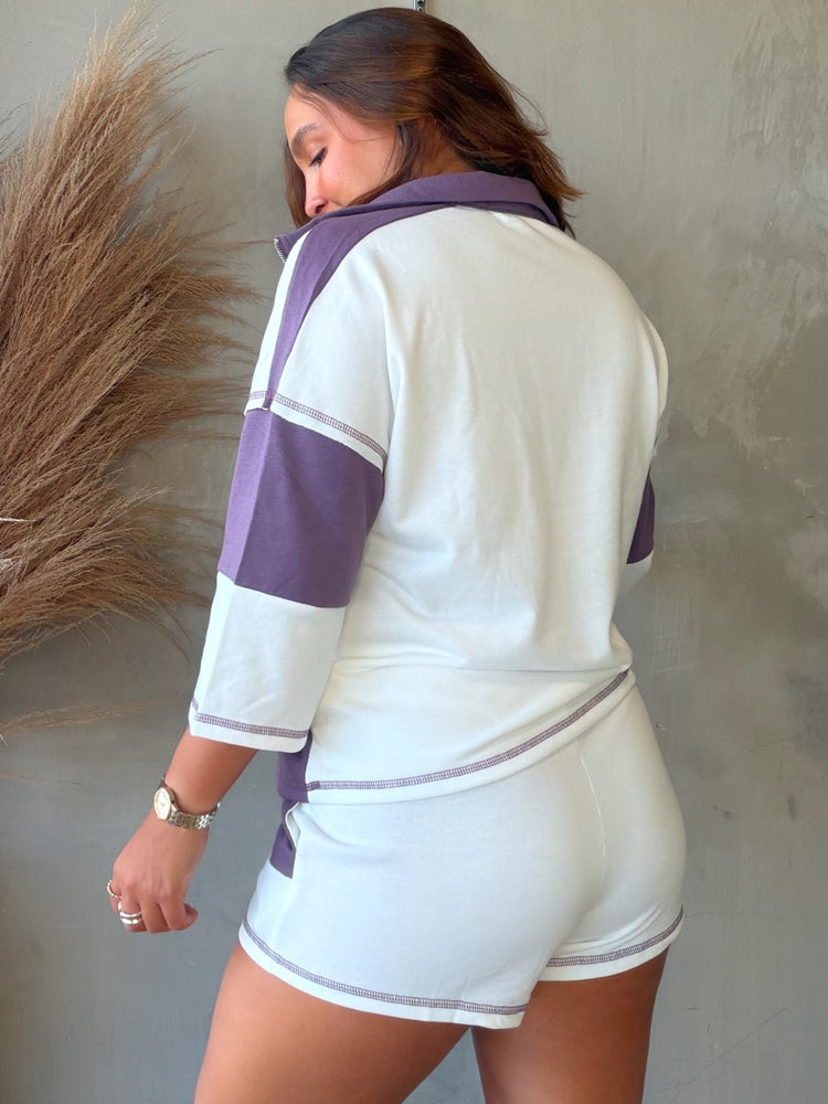Atiana Purple/White Striped Set