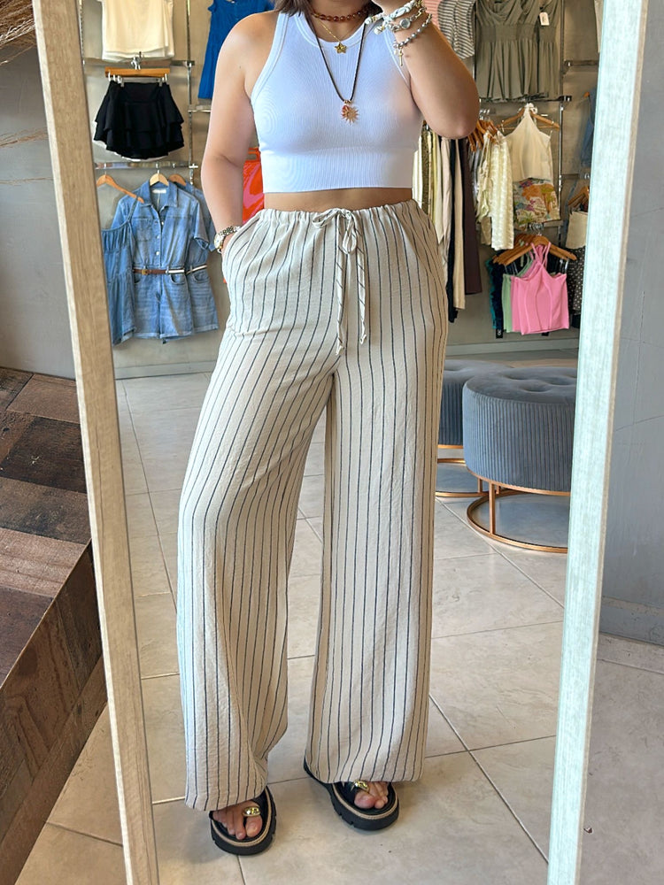 Lauren Beige Striped Pants