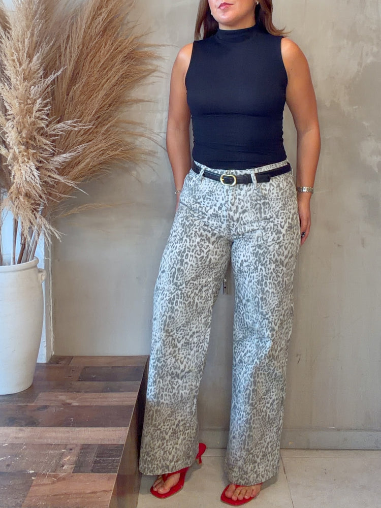 Alicia Leopard Belted Jean