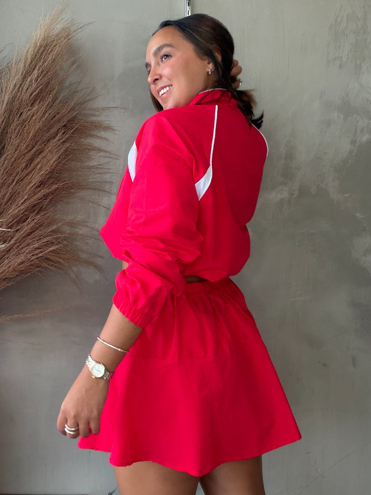 Eiza Red Jacket & Skort Set