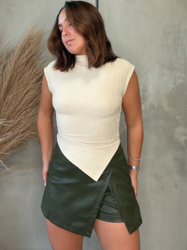 Helen Olive Leather Skort