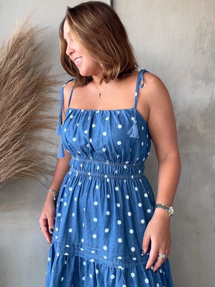 Nina Polka Dots Denim Dress