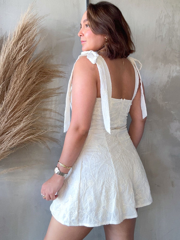 Kim Cream Embroidery Romper