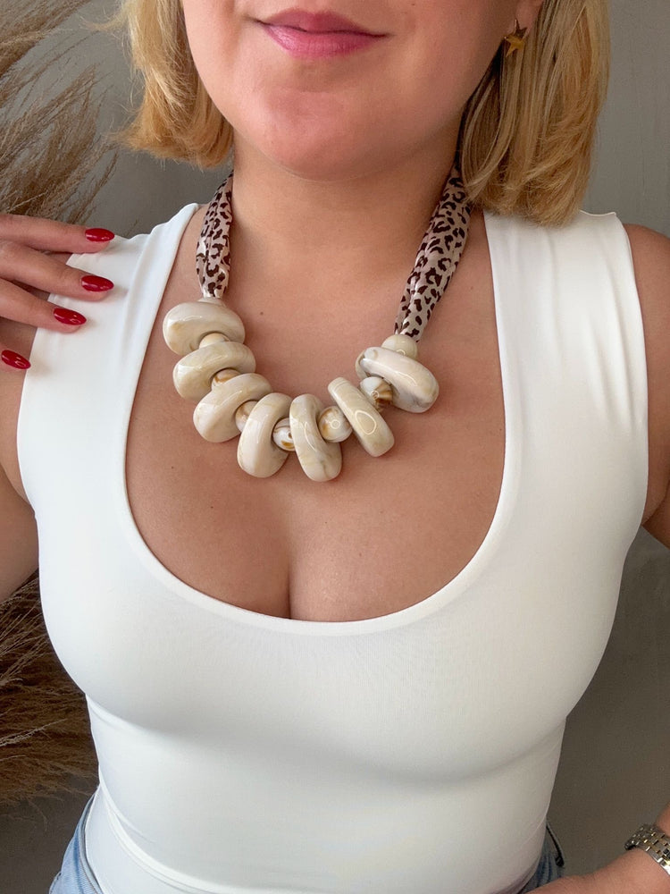 Marble & Animal Print Necklace