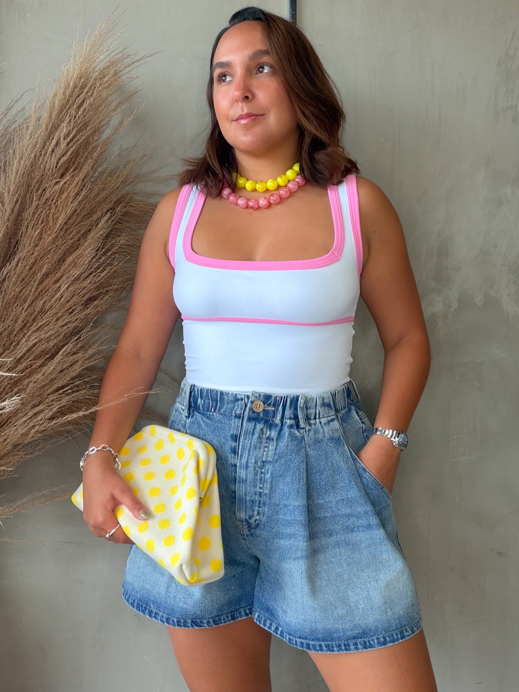 Mila White/Pink Bodysuit