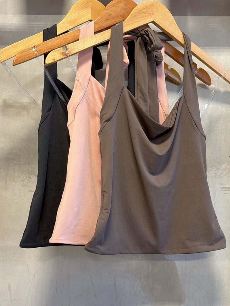 Itzel Black Halter Top
