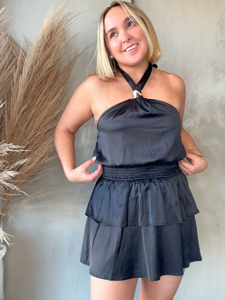 FINAL SALE - Itzia Black Halter Dress
