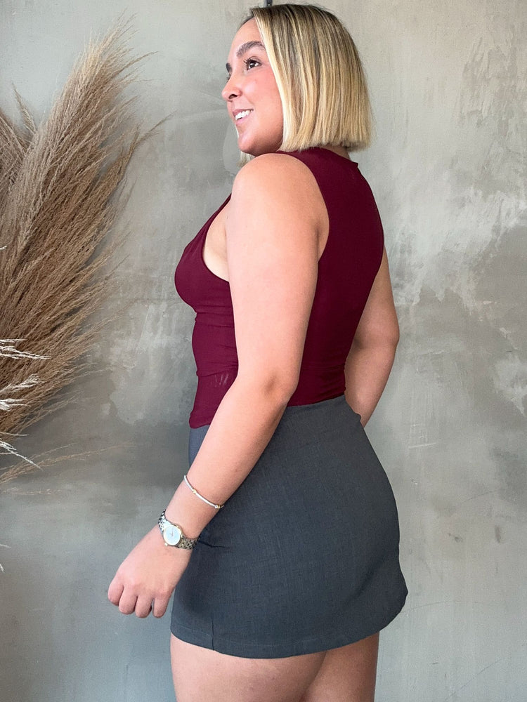 FINAL SALE - Amy Wine Mesh Top