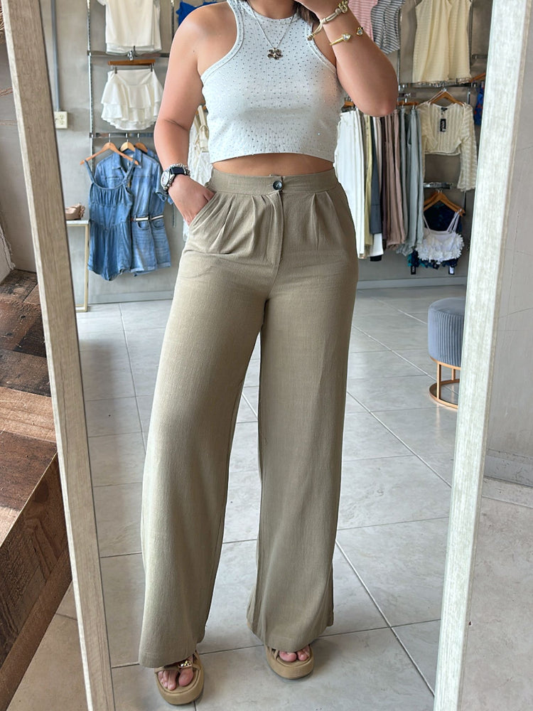 Siara Olive Linen Pants