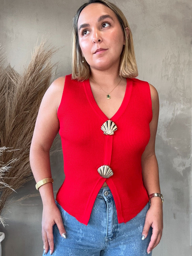 FINAL SALE - Adella Red Knit Vest