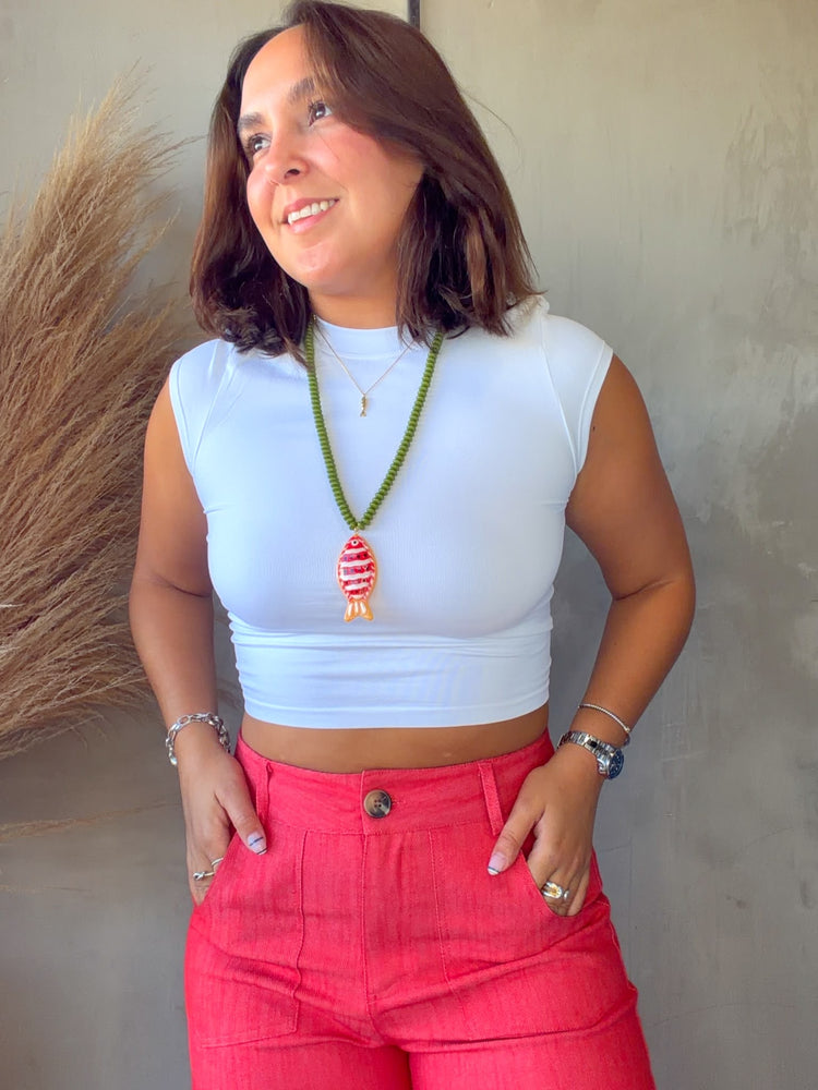 Leslie White Crop Tee