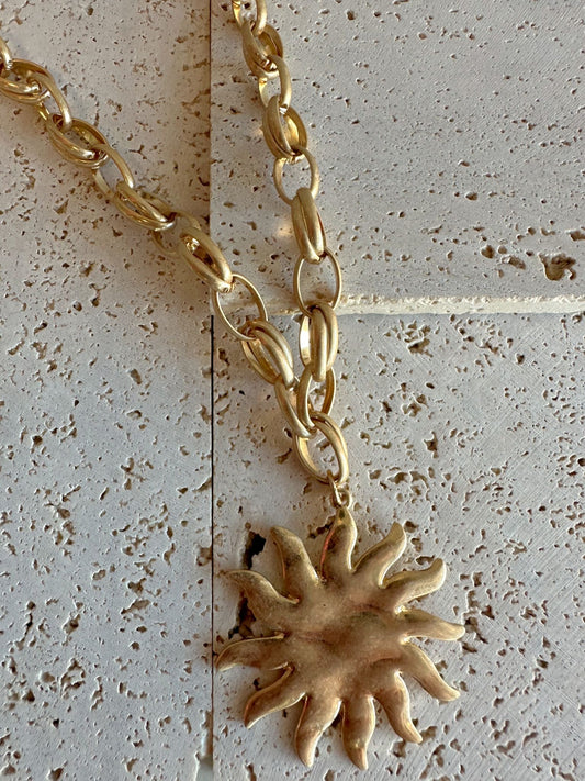 Vintage Gold Sun Necklace