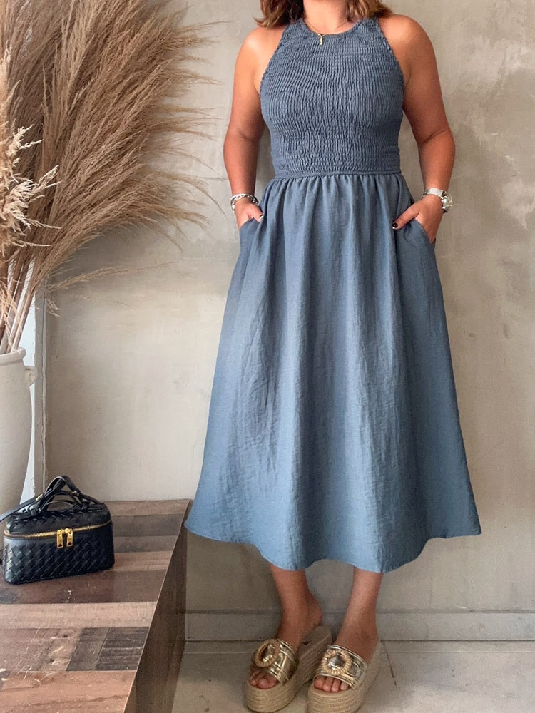 Alyssa Blue Midi Dress