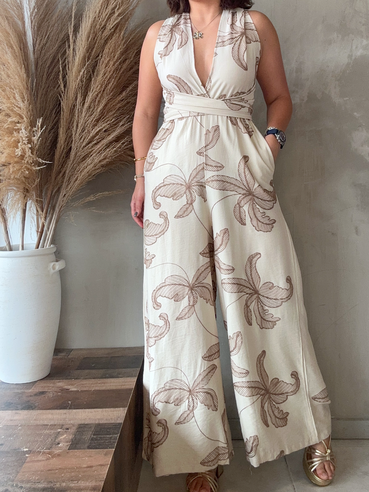 Rocio Leaf Printed Jumpsuit