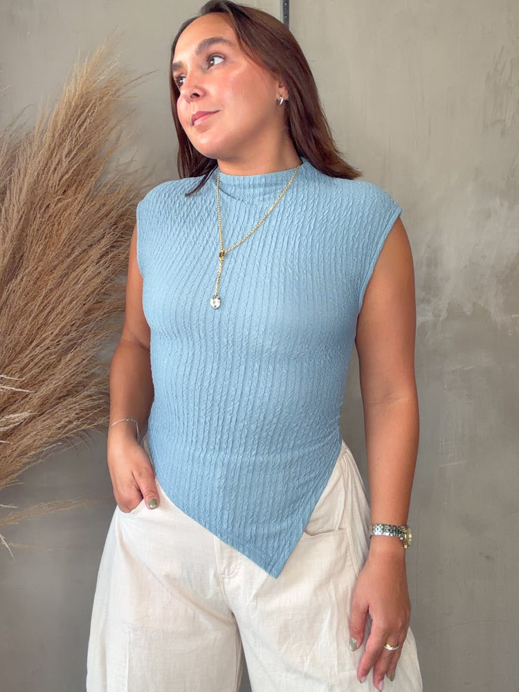 Limar Blue Asymmetrical Top