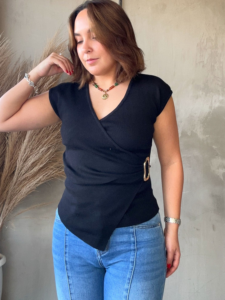 Aimee Black Knit Top