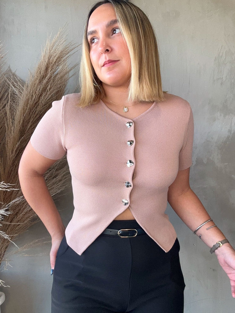 FINAL SALE - Heather Sand Buttons Top