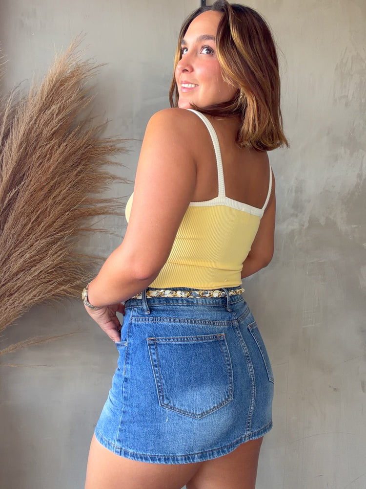 Milena Denim Belted Skort