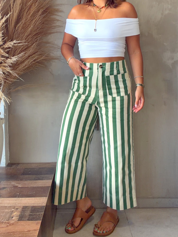 Victoria Green Striped Jean