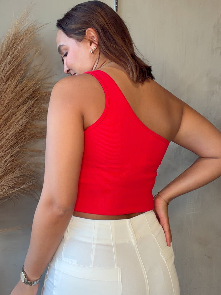Dana Red One Shoulder Top