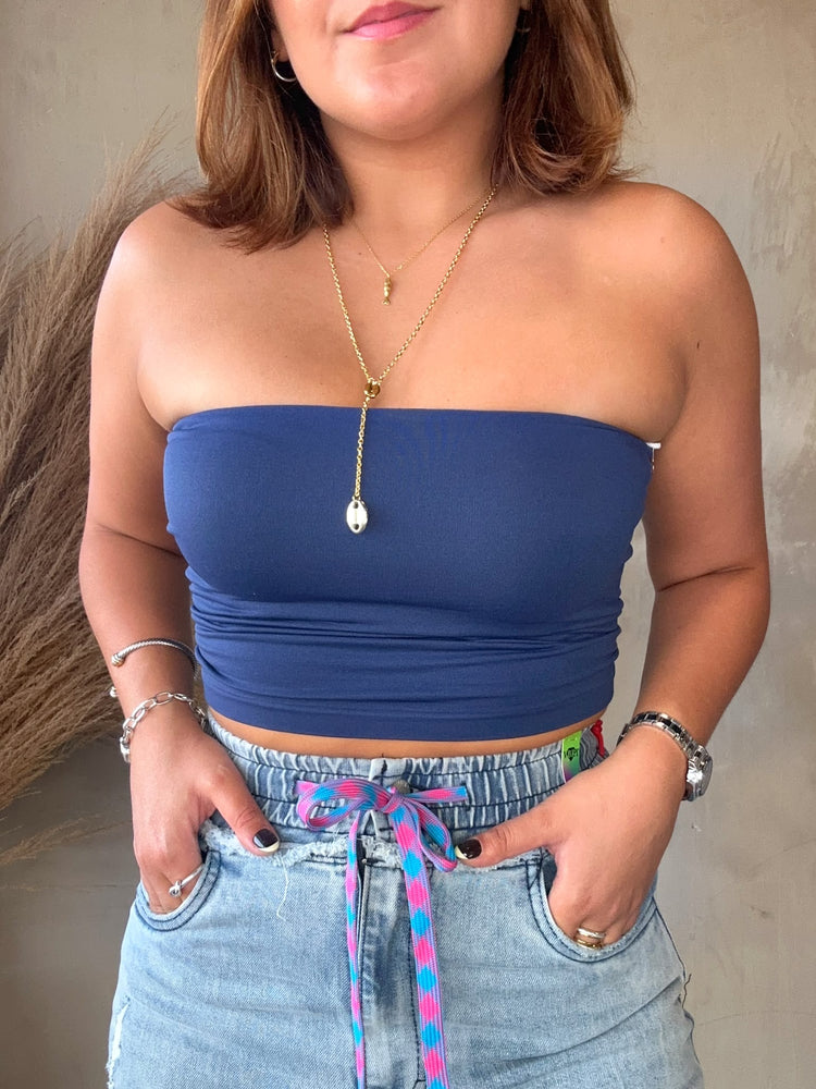 June Navy Tube Top