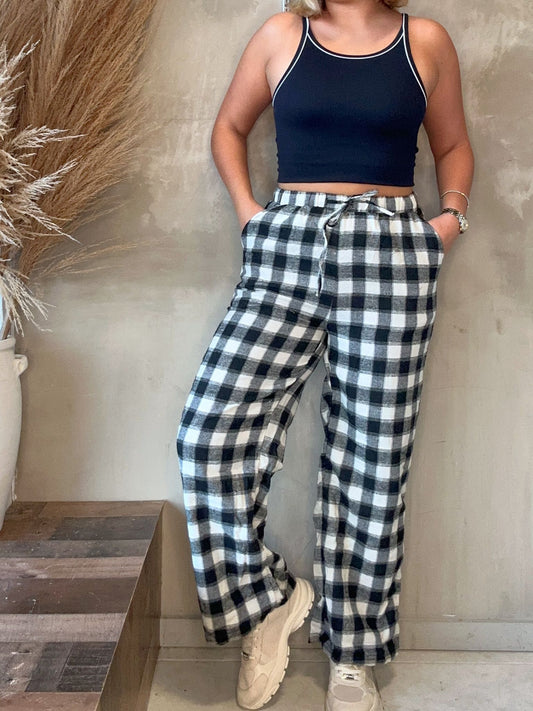 Maryah Black Plaid Pajama Pant