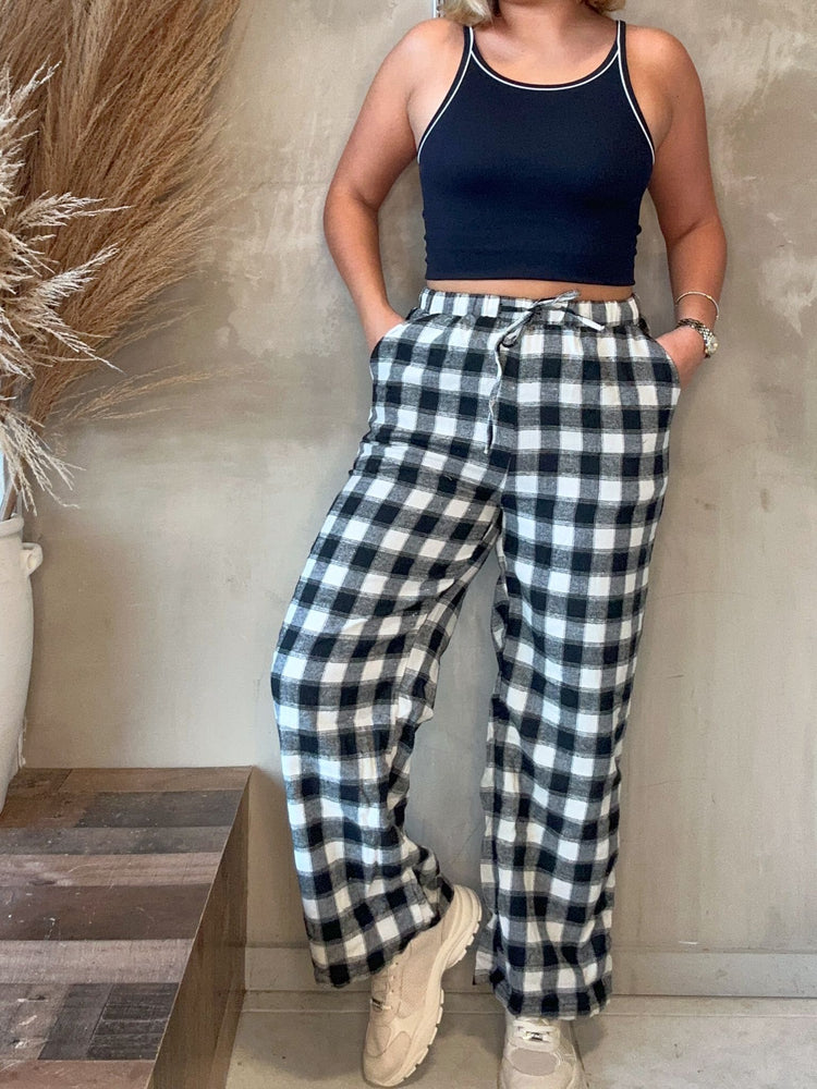 Maryah Black Plaid Pajama Pant