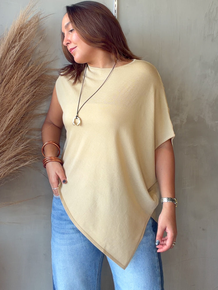 Lydia Beige Asymmetrical Blouse
