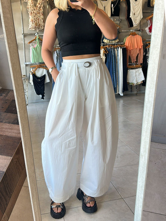 Keyzi White Belted Pants