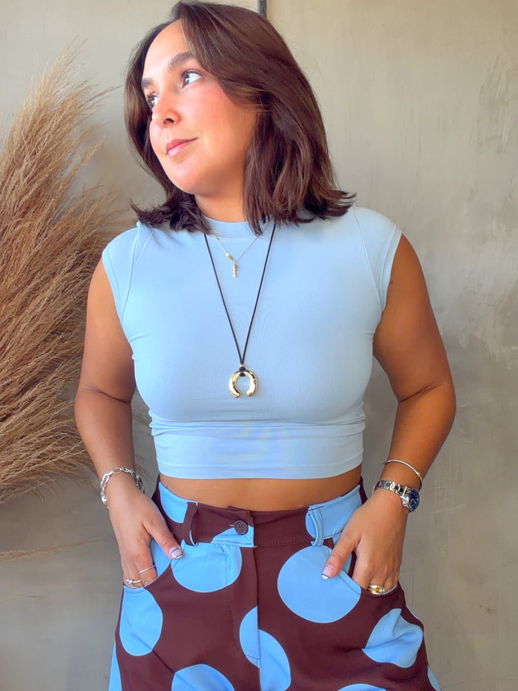 Leslie Blue Crop Tee