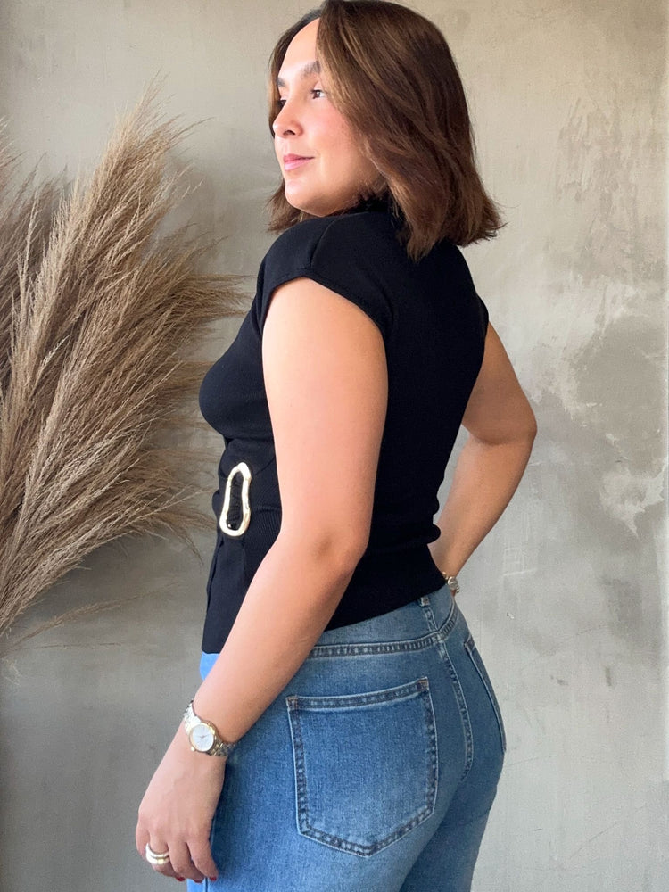 Aimee Black Knit Top