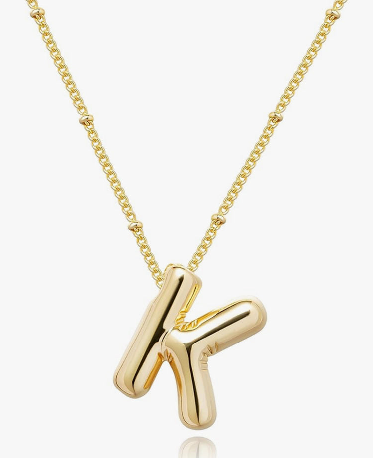 Gold 3D Balloon Initial Necklace