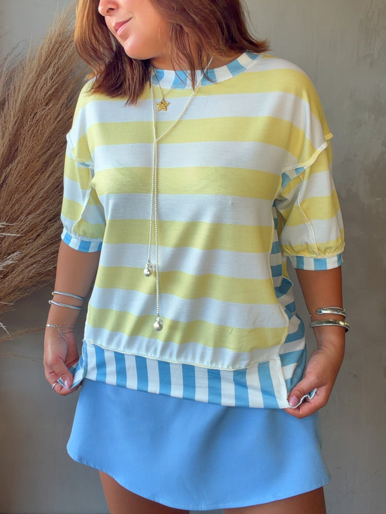 Gina Yellow Striped Top