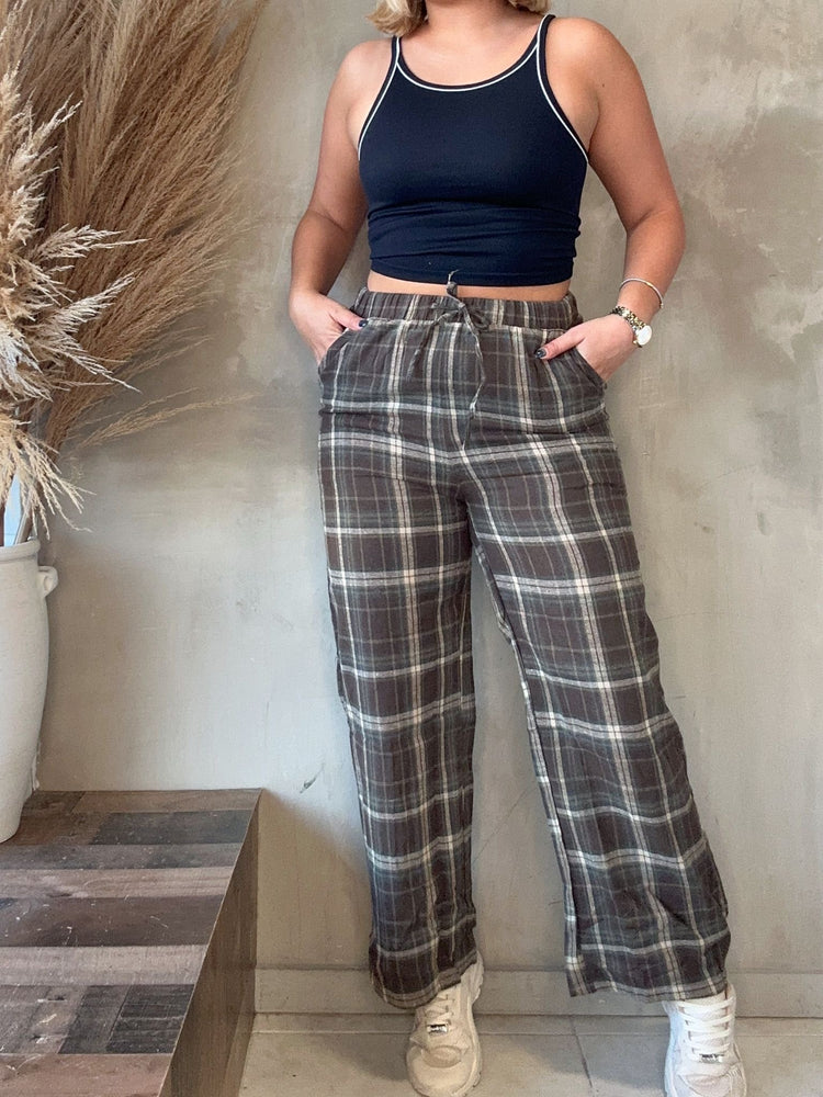 Maryah Brown Plaid Pajama Pant