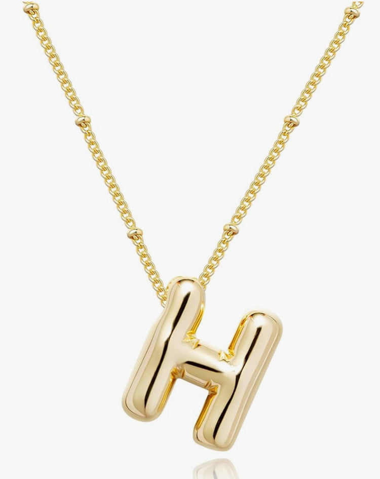 Gold 3D Balloon Initial Necklace
