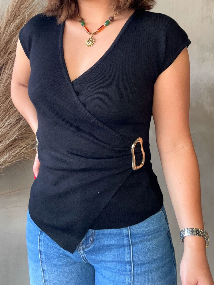 Aimee Black Knit Top