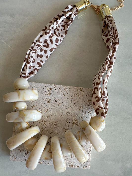 Marble & Animal Print Necklace