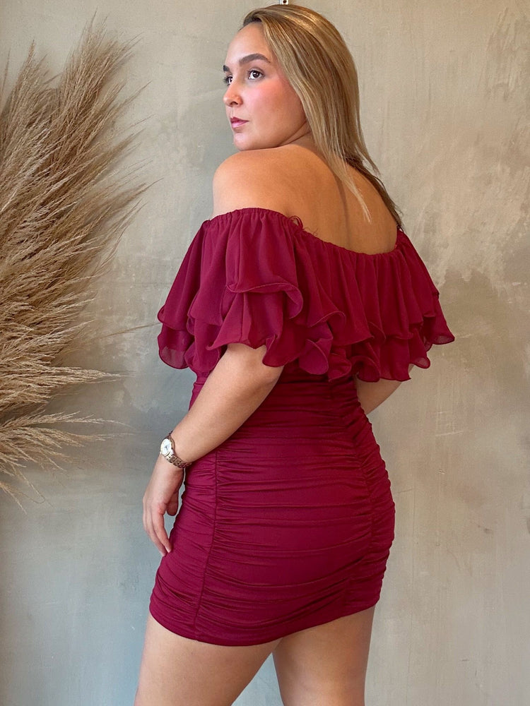 FINAL SALE - Lilliana Burgundy Dress