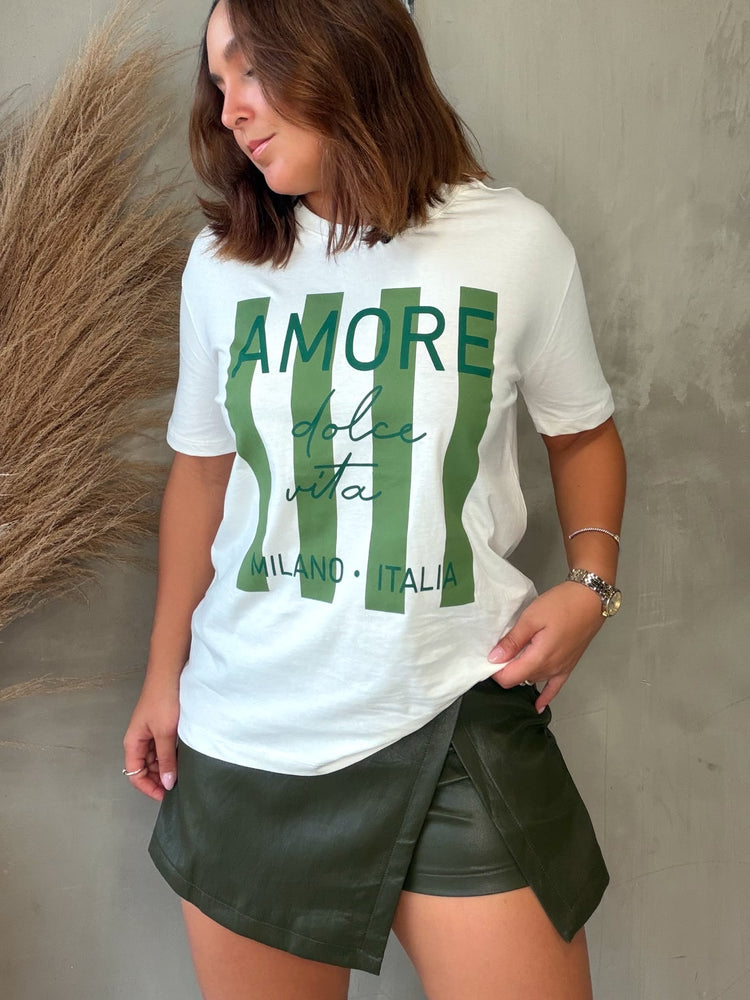 Amore Olive Striped Tee