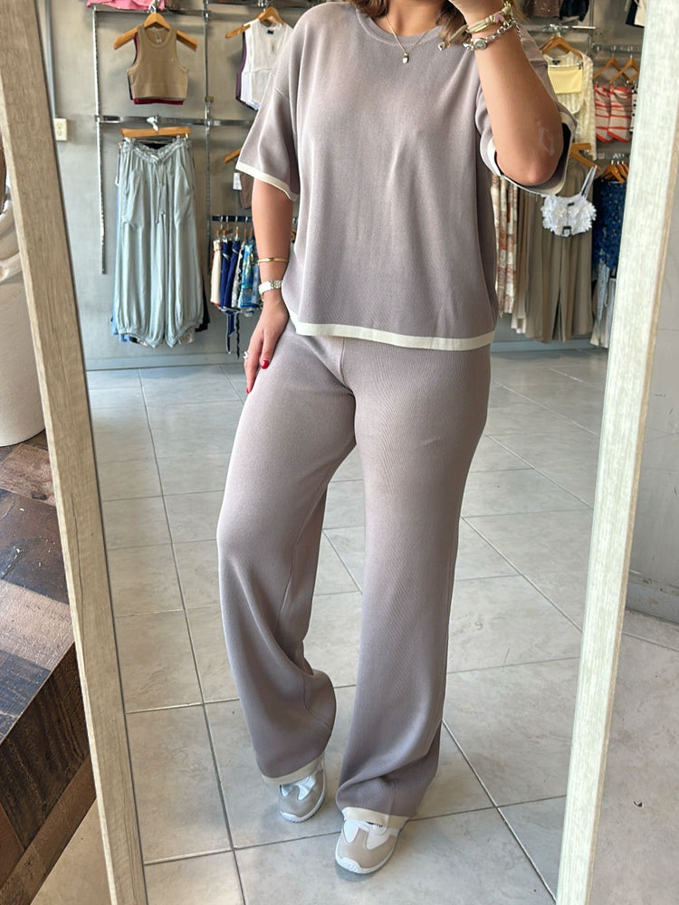 Noelia Taupe Knit Set