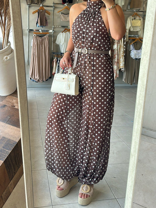 Polka Dots Mesh Jumpsuit