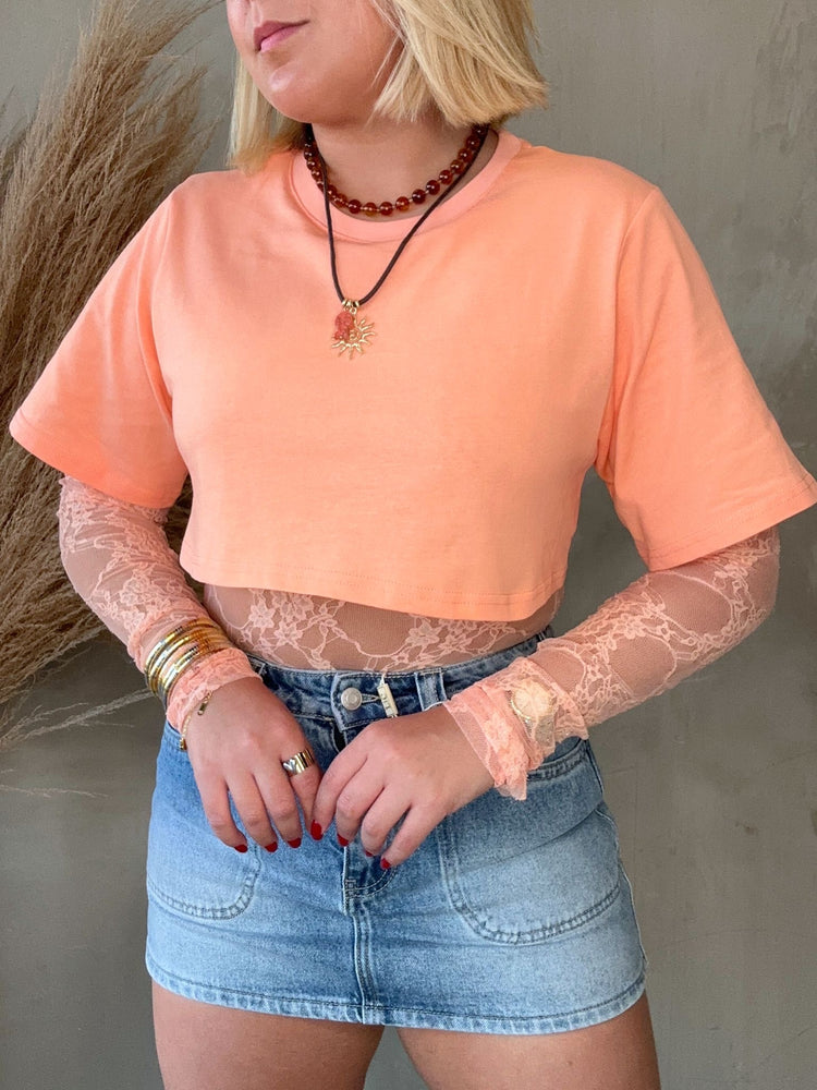 Sabrina Peach Lace Bodysuit & Tee