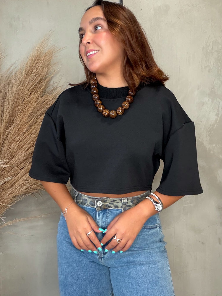 Lore Black Crop Tee