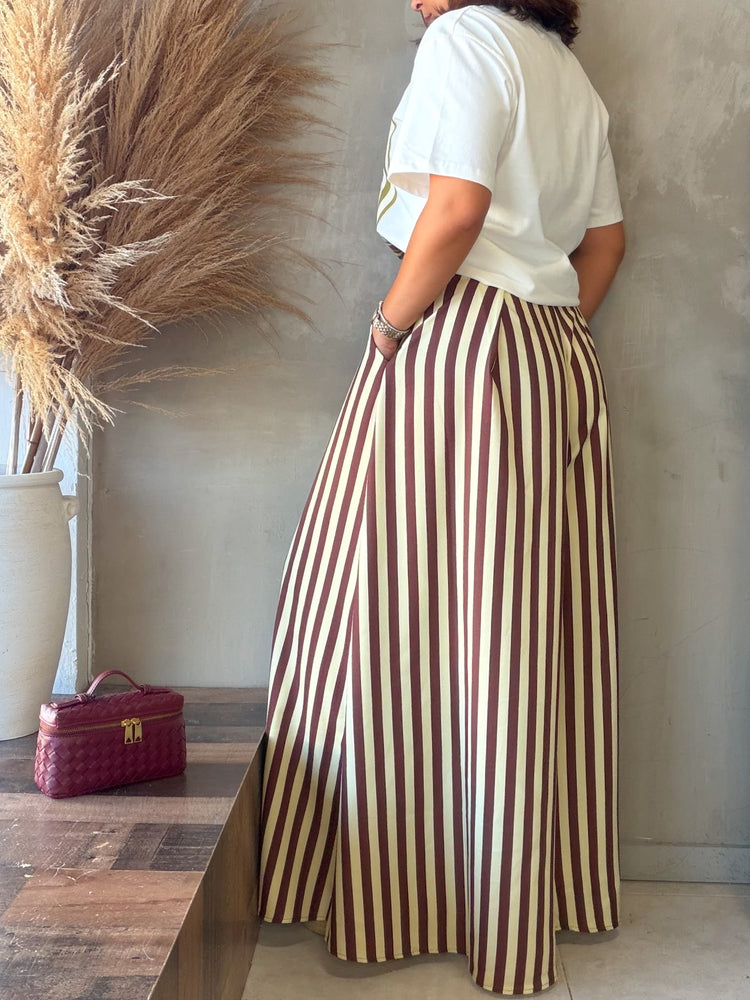 Leena Yellow/Brown Striped Palazzo