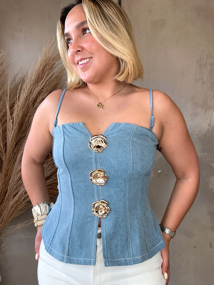 Aria Denim Vest Top