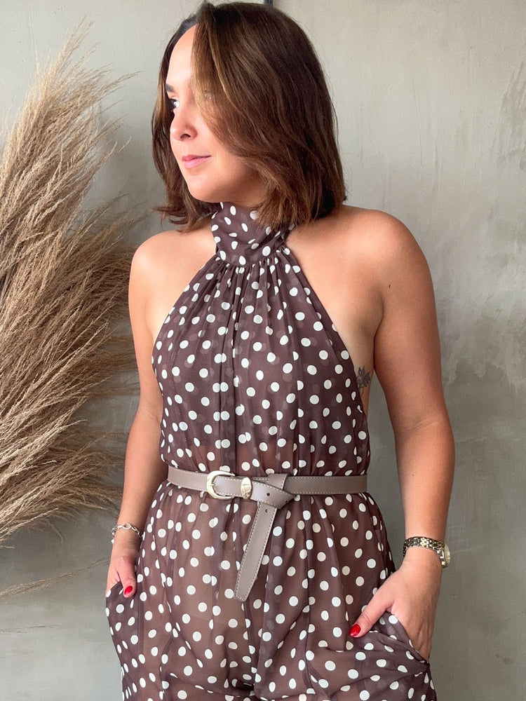 Polka Dots Mesh Jumpsuit